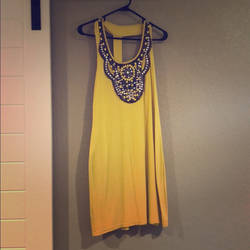 INC dress beautiful yellow with beading